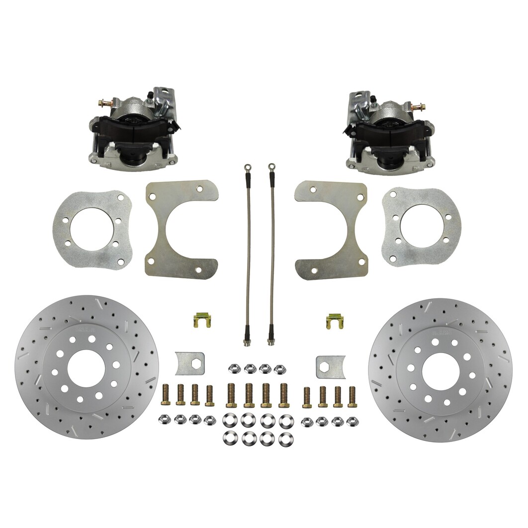 LEED Brakes Rear Disc Brake Kit  with Drilled Rotors and Zinc Plated Calipers